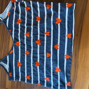 Navy Striped Tank with red Heart Print
